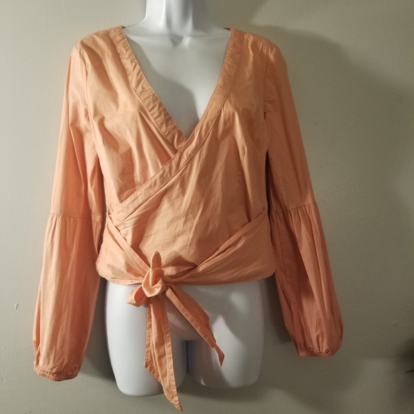 G by Guess Wrap Top in Peach Color - Picture 2 of 6